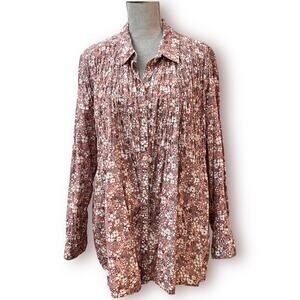 ANTHROPOLOGIE Pilcro and the Letterpress Sasha Smocked Floral Cotton Law…